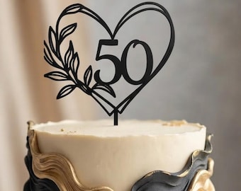 50th Anniversary Cake Topper – 50 Years Marriage Golden Wedding / 50th Birthday