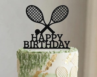 Tennis Tortenstecker Geburtstag – Happy Birthday Cake Topper mit Tennisschläger