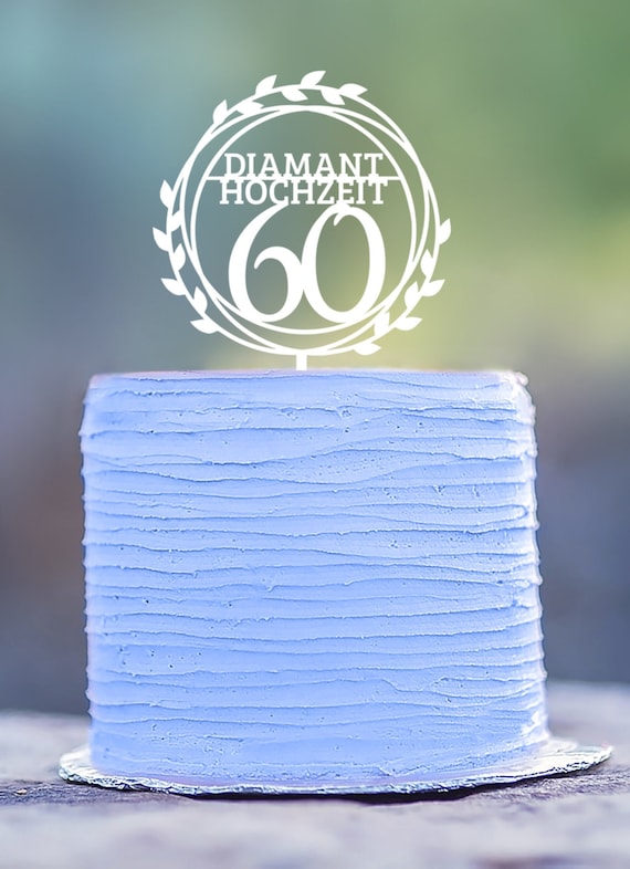 Diamond Wedding Anniversary Cake Topper 60th Marriage Anniversary