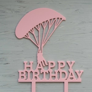 Paragliding topper, Paraglider topper, Parachuting cake topper, Happy birthday cake decoration, Extreme sport cake topper, Parachute topper image 5