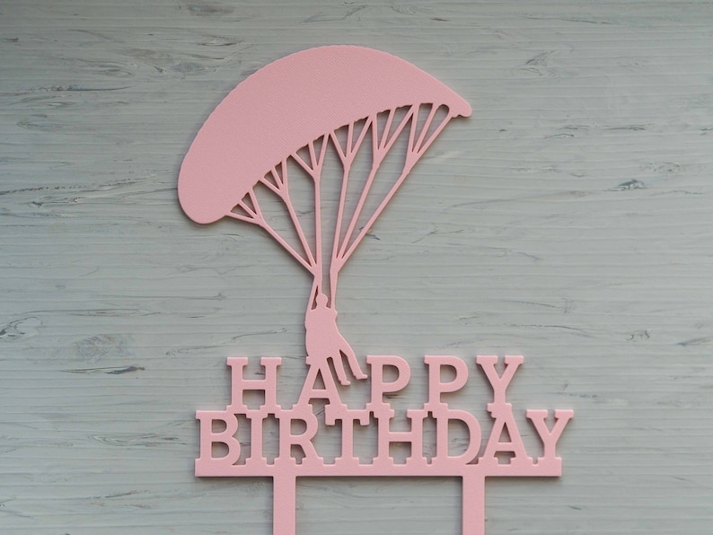 Paragliding topper, Paraglider topper, Parachuting cake topper, Happy birthday cake decoration, Extreme sport cake topper, Parachute topper image 5