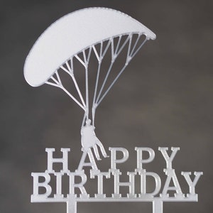 Paragliding topper, Paraglider topper, Parachuting cake topper, Happy birthday cake decoration, Extreme sport cake topper, Parachute topper image 4