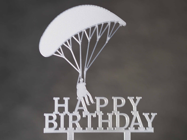 Paragliding topper, Paraglider topper, Parachuting cake topper, Happy birthday cake decoration, Extreme sport cake topper, Parachute topper image 4