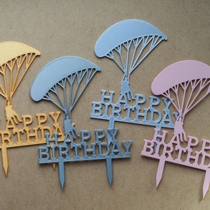 Paragliding topper, Paraglider topper, Parachuting cake topper, Happy birthday cake decoration, Extreme sport cake topper, Parachute topper image 3