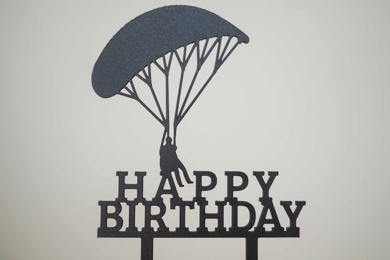 Paragliding topper, Paraglider topper, Parachuting cake topper, Happy birthday cake decoration, Extreme sport cake topper, Parachute topper image 9