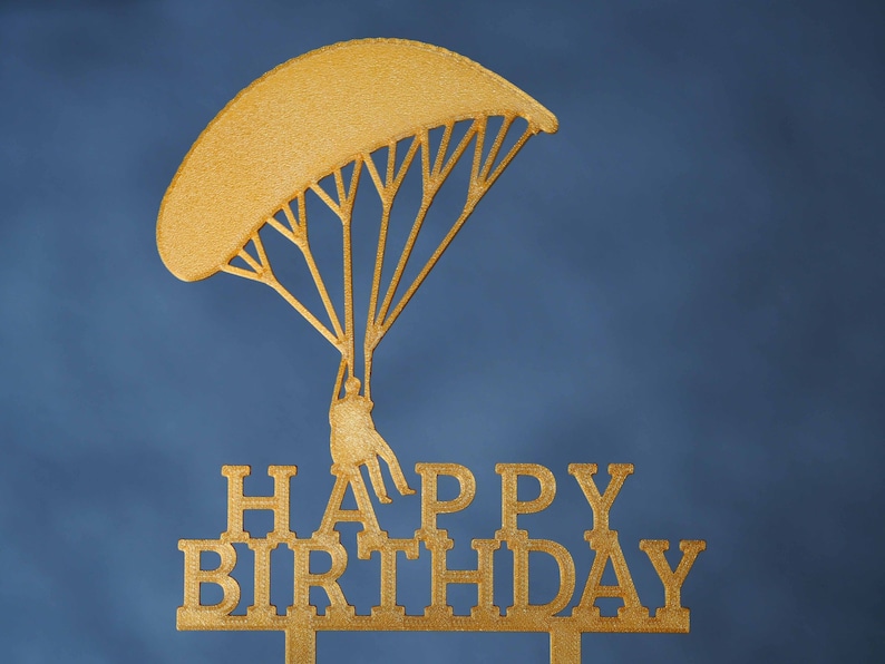 Paragliding topper, Paraglider topper, Parachuting cake topper, Happy birthday cake decoration, Extreme sport cake topper, Parachute topper image 8