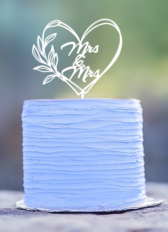 Mrs & Mrs Heart Wedding Cake Topper, Modern Love Decor