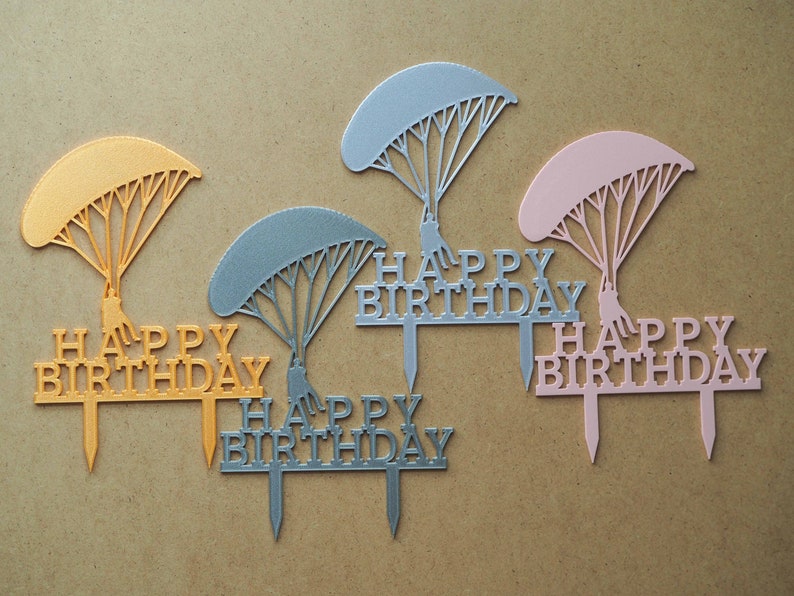 Paragliding topper, Paraglider topper, Parachuting cake topper, Happy birthday cake decoration, Extreme sport cake topper, Parachute topper image 10