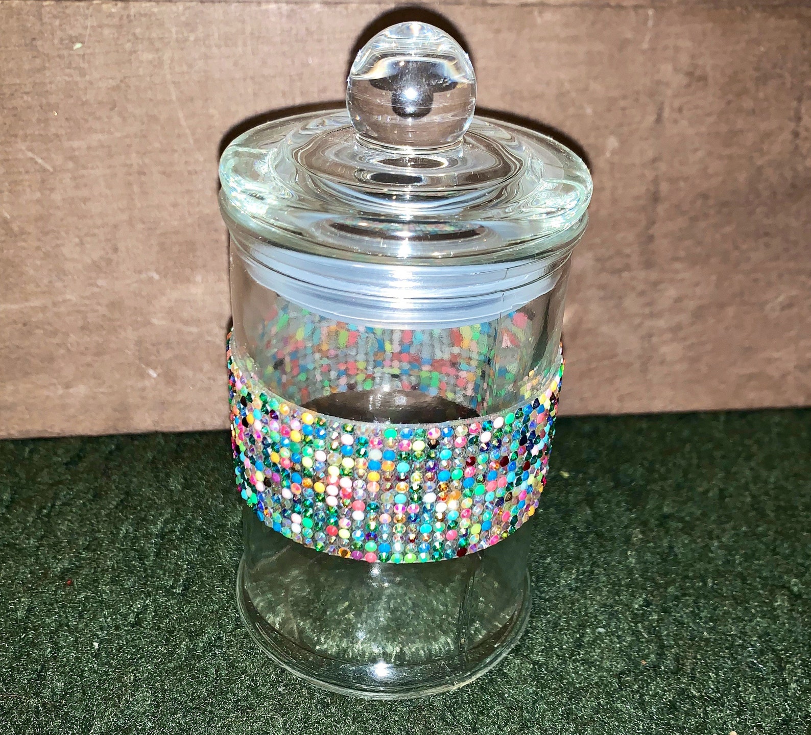 Beautiful Rhinestone Colorful Favor Jar With Lid Storage Etsy