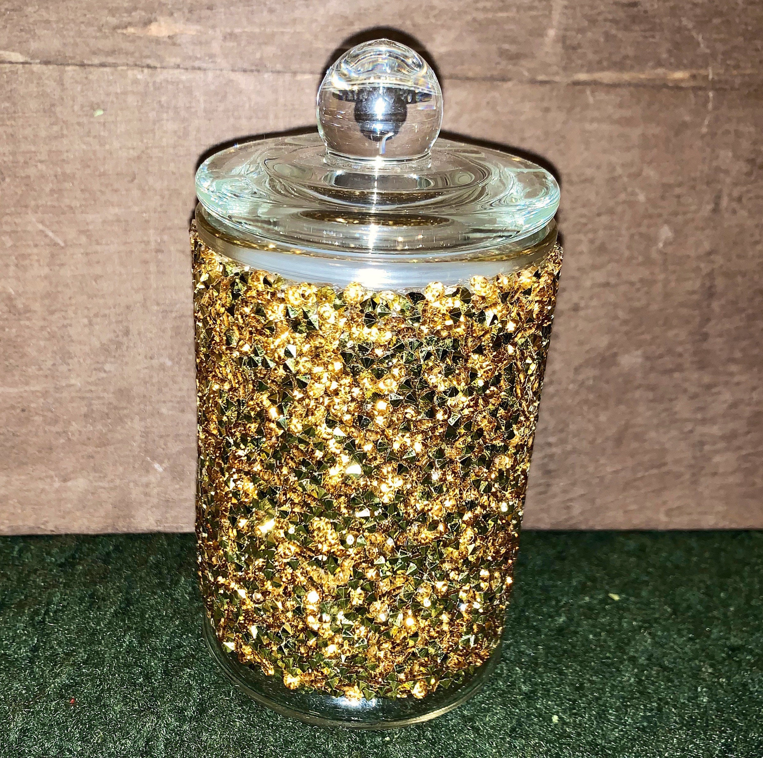 Beautiful Gold Rhinestone Bling Favor Jars With Lids Storage Etsy