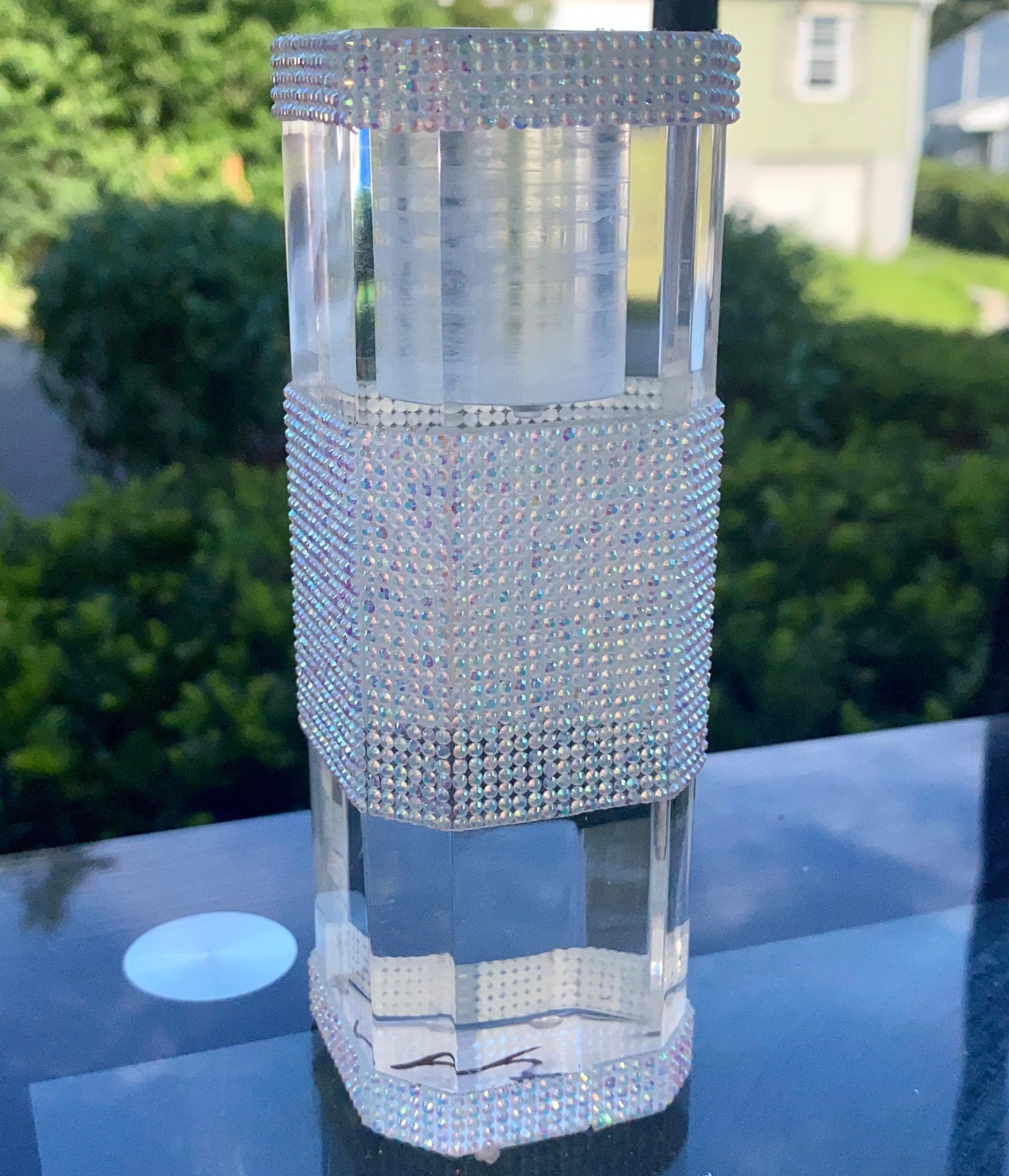 Beautiful Rhinestone Bling Glass Candle Stick Holder Silver Etsy