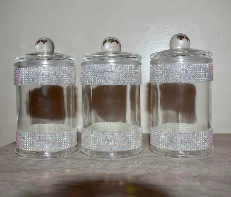 Beautiful Bling Rhinestone Glass Storage Jars With Lids Etsy