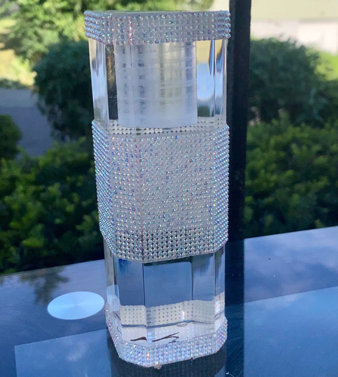 Beautiful Rhinestone Bling Glass Candle Stick Holder Silver Etsy