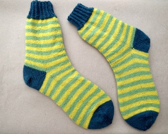 Socken handgestrickt Größe 36-38, bunte Ringelsocken