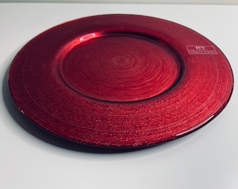 IVV | Italian Handmade Glass Round Platter 34cm  - Red