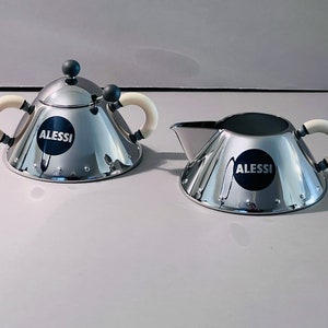 ALESSI | Michael Graves Creamer and Sugar Bowl Cream Handles - Michael Graves
