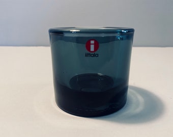 IITTALA | Glass Tealight Holder "Kivi" 60mm Grey - Heikki Orvola 1988