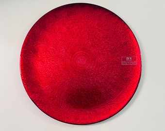 IVV | Italian Handmade Glass Round Platter 37cm  - Red