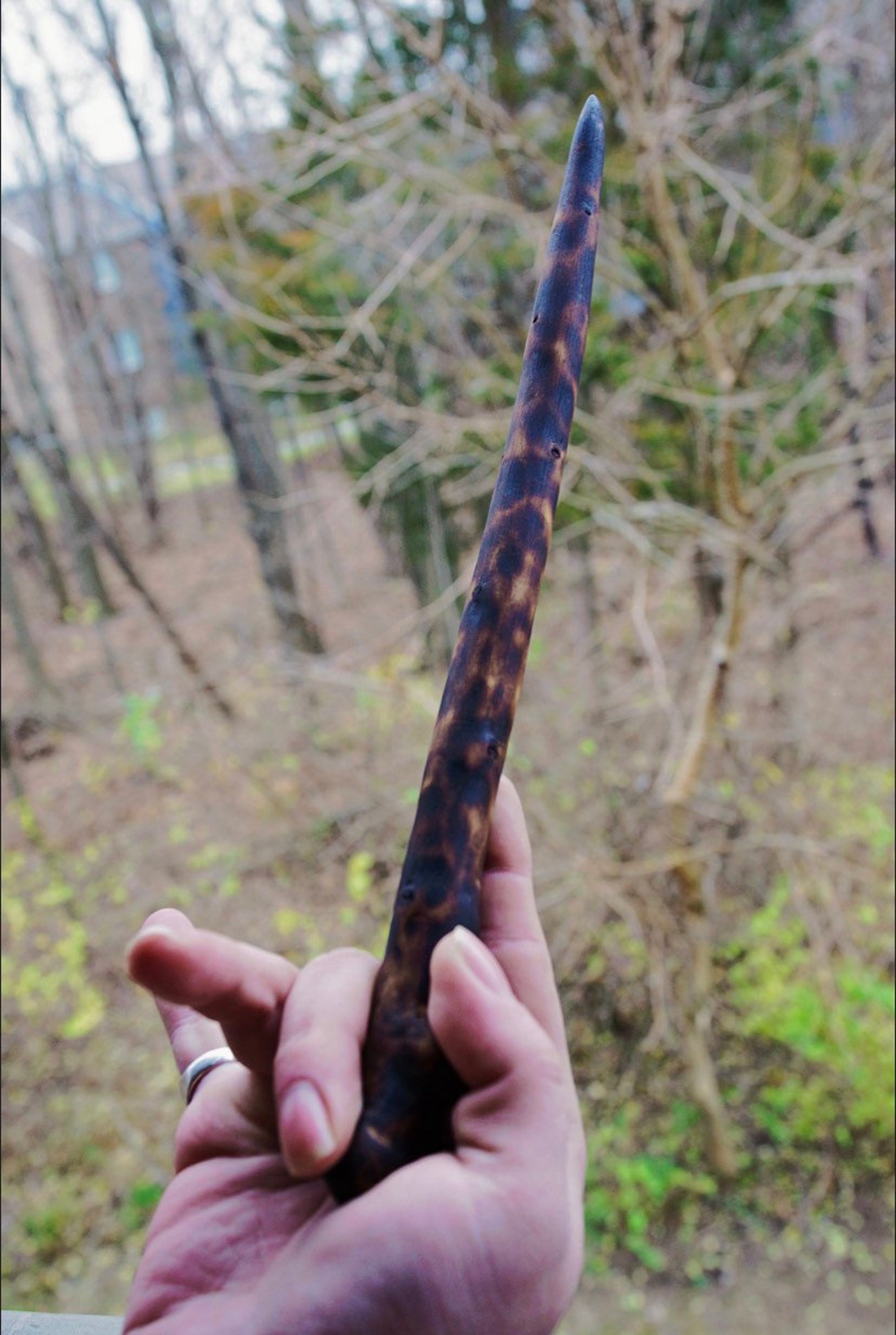 13 Blackened Solid Oak Wood Wand Etsy