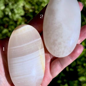 XL Healing White Calcite Palm Stones | Translucent | Pakistan Origin | 6.9oz | 3.5” | Choose Yours!