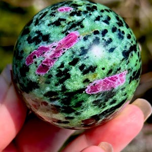 Ruby Zoisite Sphere | UV Reactive | Tanzania | 2.” | 8.4oz!