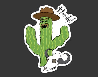 Sticker cactus cow-boy