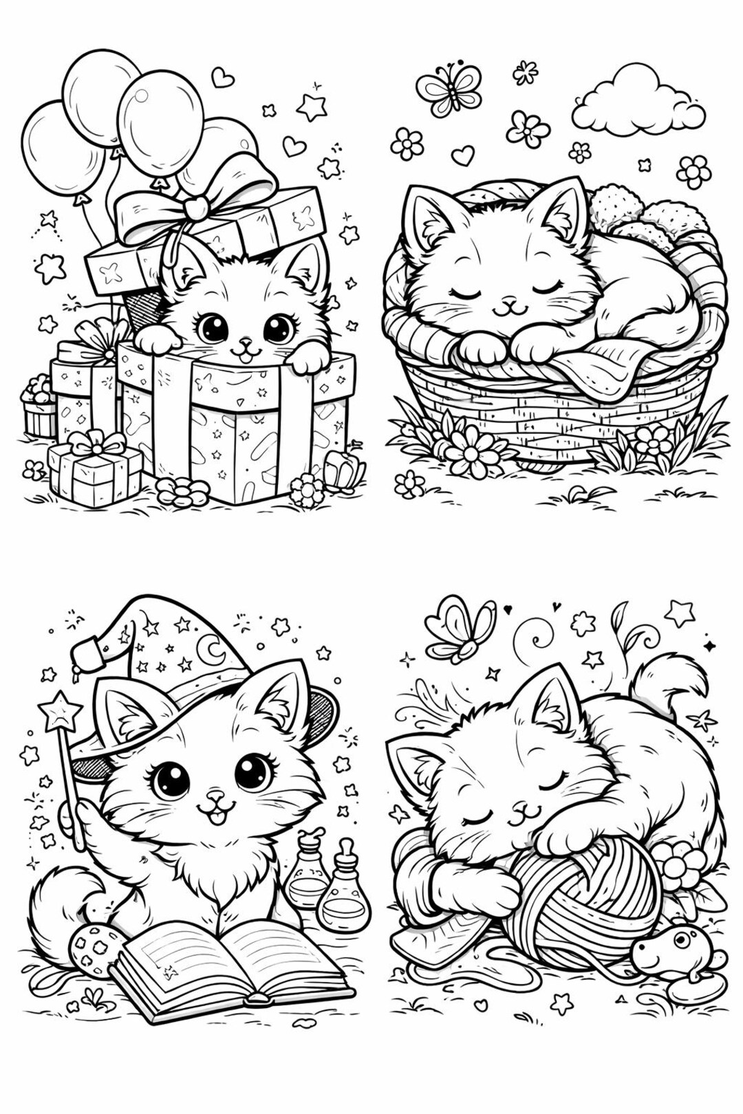 4 Pages, Downloadable PDF, Cat Coloring Pages! - Etsy