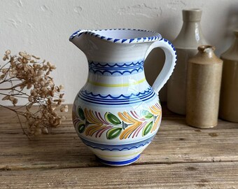 De La Cal Barreira Puente Decorative Jug P.Arz - Handmade Meditteranean Jug - Hand Painted Spanish Jug