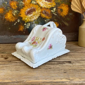 Vintage Ceramic Cheese Dish: Victorian Floral Tableware