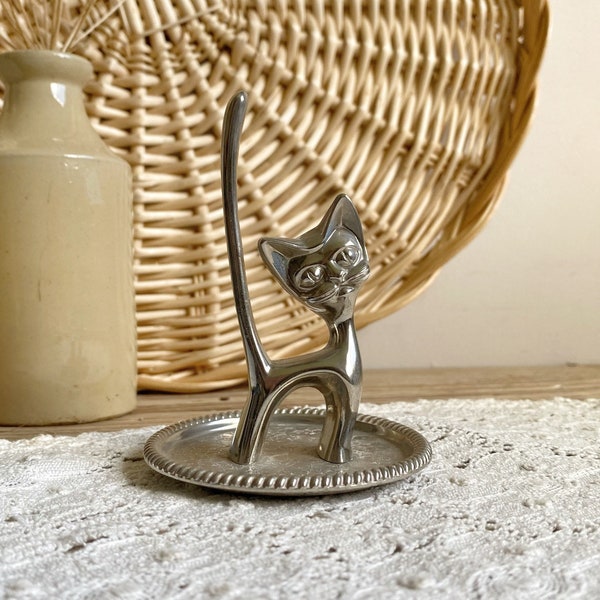 Vintage silver plated SEBA Cat - IMPERFECT (View Close Up Picture) - trinket holder - ring tray - small jewellery tray - home decor