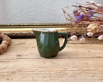Vintage Miniature Apilco Emerald Green 30ml Milk Jug: Individual Serving French Bistro Tableware