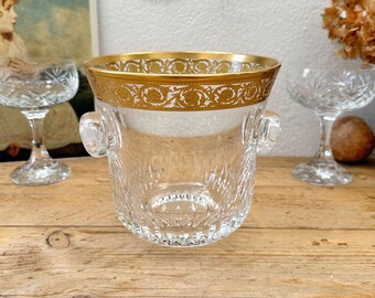 St Louis Thistle Crystal Glass Ice Bucket - Vintage French Hand Cut Barware Crystal - Hand Crafted Fine Glass