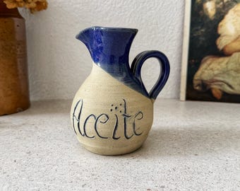 Stoneware Oil Pouring Jug - Aceite Spanish Hand Painted Kitchen Decor