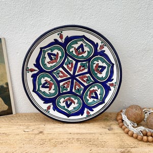 Tunisian Ceramic Wall Plate: Hand-Painted Floral Decor (32cm)