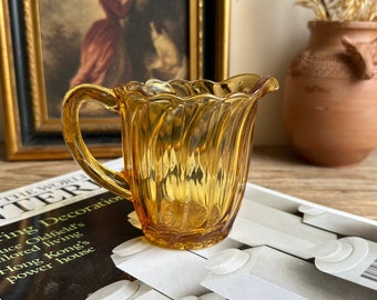 Art Deco Bagley ‘Carnival’ Amber Glass Vintage Milk Jug - Cream Pouring Glass - Decorative Glass - Tableware Glass