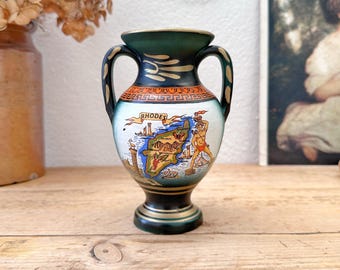 Greek Ceramic Amphora Style Vase - Rhodes Greece - Home Decor - Amphoreus