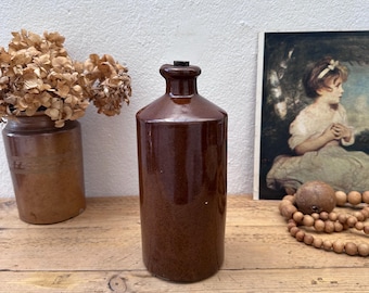 Moira Stoneware Brown Vintage Pouring Bottle with Cork Stopper - Kitchen Dresser Storage Bottle