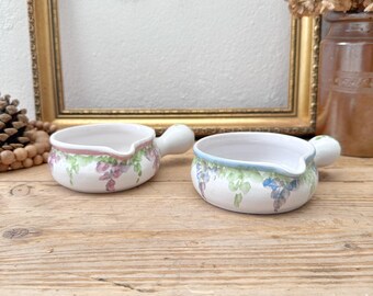 Michele Robin Pair of Vintage French Earthenware Cooking Dish – Retro Individual Casserole Pottery