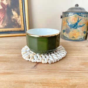 Large Apilco Bistro Sugar Bowl in Emerald Green with Gold Rim - French Vintage Tableware - Apilco Sugar Bowl