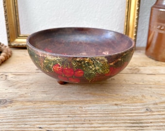 Cherry Bowl - Vintage Wooden Home Decor - Boho Wooden Dish