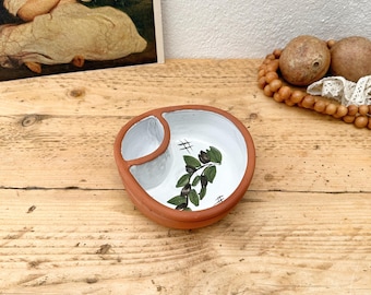 Olive Table Dipping Dish Hand Painted Pottery - Sumemr Table Serving Bowl - Garden Party Decor