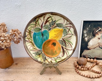 Wall Hanging Plate - Handmade Mediterranean Red Clay Style Fruit Design - Ceramic Home Decor