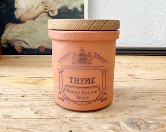 Royal Barum Ware Vintage Thyme Spice Jar - Terracotta Retro Kitchen Decor