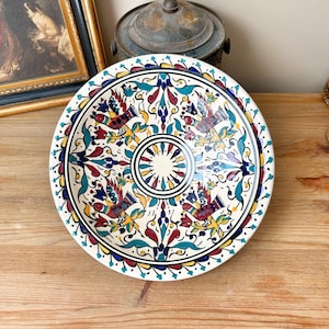 Tunisian Hand Painted Ceramic Bowl - Decorative Mediterranean Design - Traditional Style Bowl - Summer Decor