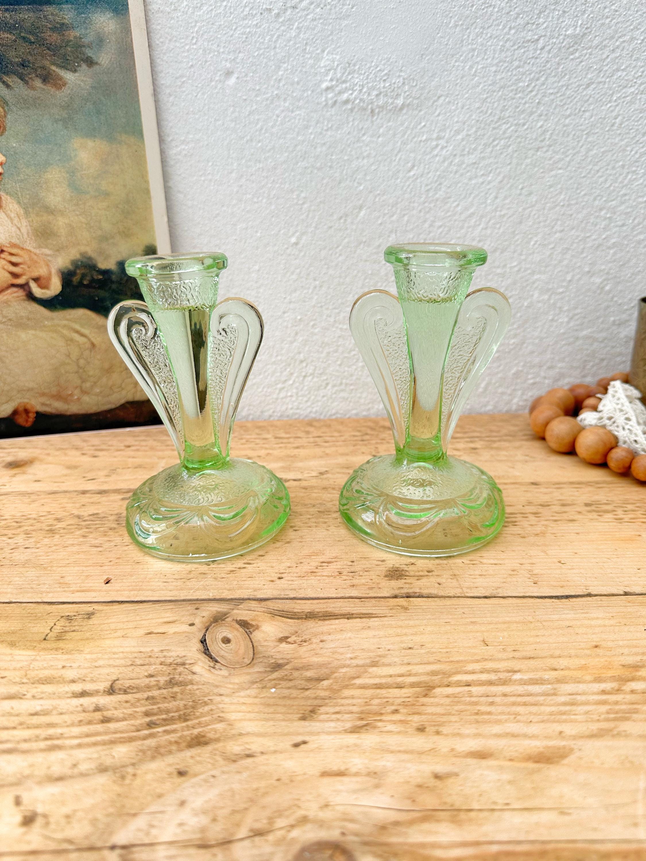 Art Deco Green Pressed Glass Set: Vintage Dressing Table Decor - Etsy