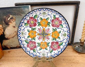 Spanish Ceramic Wall Plate - Ceremar Floral Design - Decorative Hanging Plate