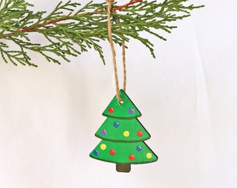 Christmas Tree Decorative Ornament - hand painted sustainable bamboo
