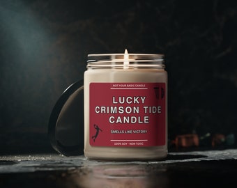 Smells Like A Crimson Tide Win Alabama Lucky Game Day Candle Soy Candle Crimson Fan Gift Alabama Gifts Game Day Candle Sport Candles Bball