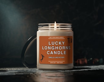 Smells Like A Longhorn Win, Texas Lucky Game Day Candle, Soy Candle, Longhorns Fan Gift, Texas Gifts, Game Day Candle Sport Candles Horns Up