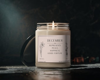 Birth Flower Candle December Birthday Gift December Girl Gift for December Birthday Birth Month Flower Birth Month Candle Birthdate Candles